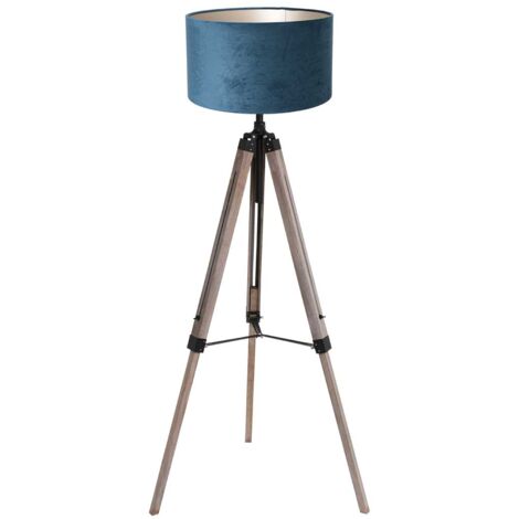 Mexlite - lampadaire - Triek - noir - bois velours tissu - Ø 75cm
