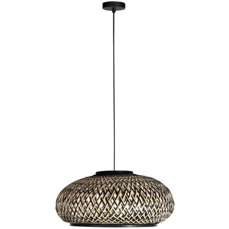 Mexlite - lámpara colgante - HaloSwap - natural negro - bambú - Ø