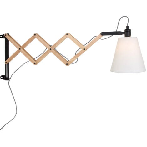 Mexlite - wandleuchte - Dion - natürlich - holz stoff - bettlampe