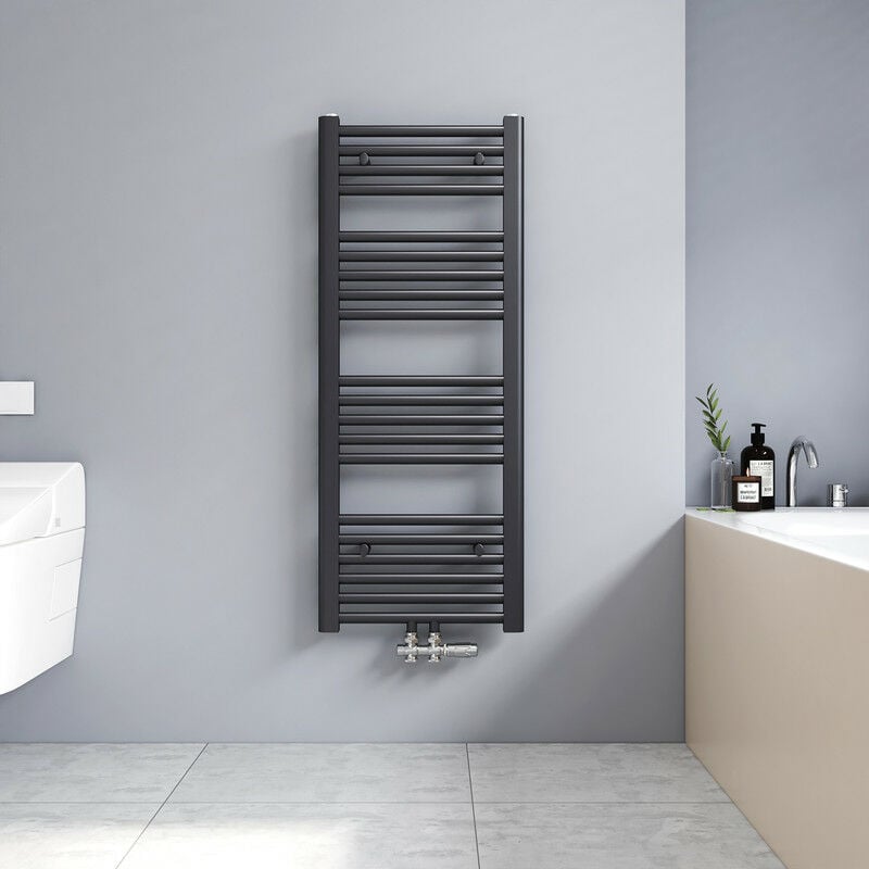 100x40cm Sèche serviettes radiateur eau chaude vertical chauffage 356W, tubes ronds - Anthracite - Meykoers