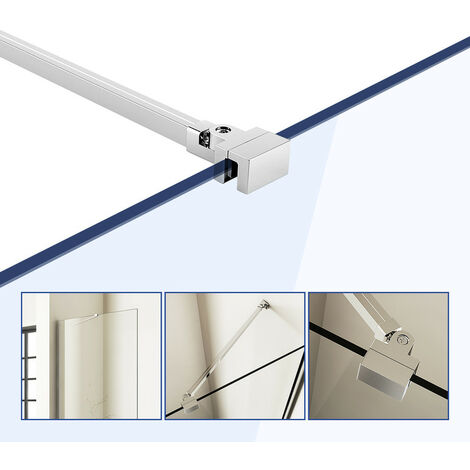 Meykoers 50cm Shower Enclosure Support Arm Bar , 180° Rotatable Chrome Support Arm Bar,  Fits 6-8mm Glass