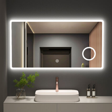 Licht Aluminiumrahmen Badezimmer Spiegel mit Beleuchtung Größenwahl 60-120cm 