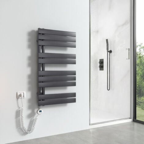 MEYKOERS 899 x 500 mm Anthrazit Flach Handtuchheizkörper 400W - Linken Anschluss