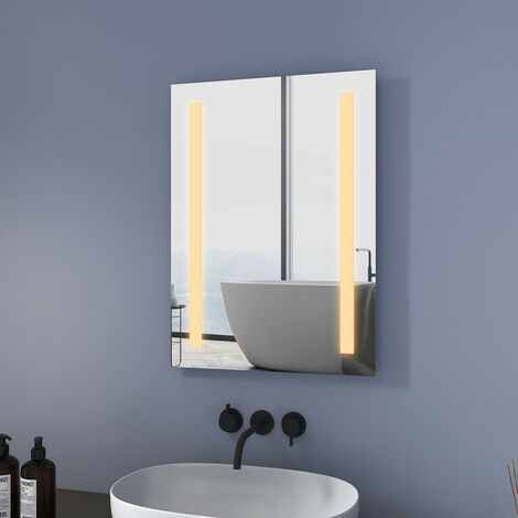 Badspiegel Mit Beleuchtung Badezimmerspiegel Warmweiß LED Spiegel 60x80/50x70cm 