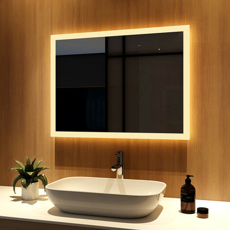 Meykoers LED Badspiegel mit Beleuchtung -Badezimmerspiegel Wandspiegel Lichtspiegel