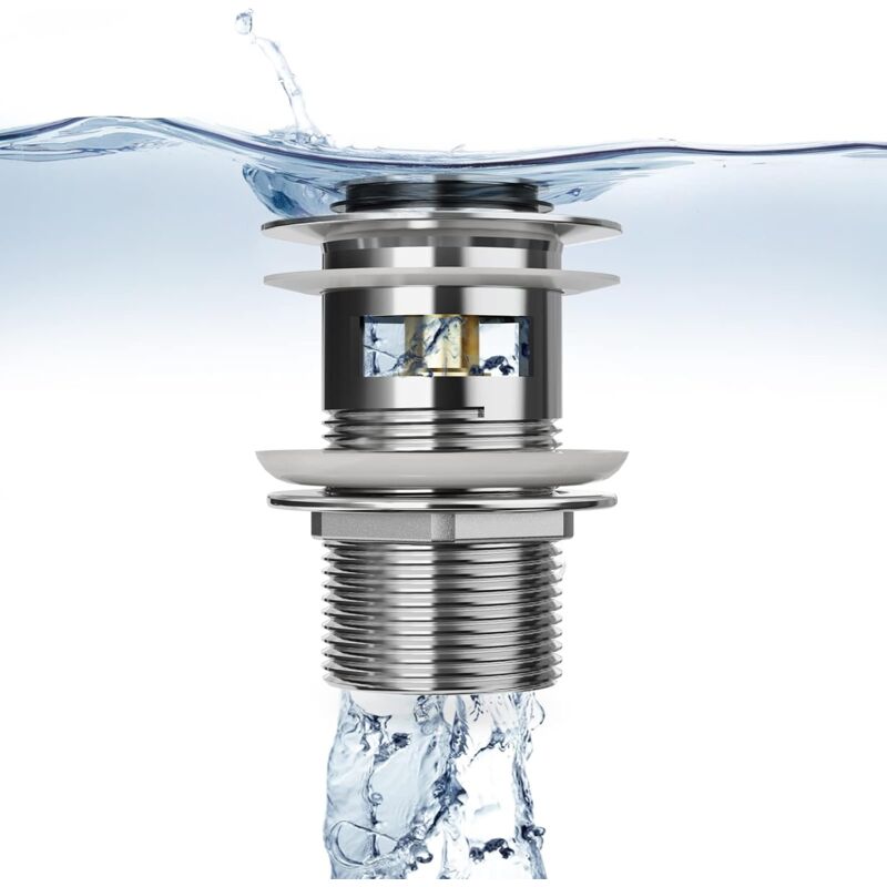 Meykoers - Pop-up Bonde de Lavabo en avec Trop-plein Équipé , Bouchon de Lavabo Universel Bonde de Vidage Chromé Pop-up Lavabo