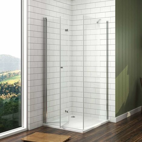 Meykoers Duschkabine Duschabtrennung Duschtür mit Seitenwand, Duschwand Glas 6mm ESG Sicherheitsglas