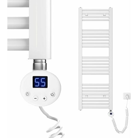 MEYKOERS Weiß Badheizkörper mit 500W digital Thermostat 120x40cm Weiß Badheizkörper