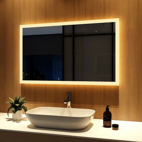 MICE COLLECTION Cristaled - Espejo de Baño con Luz LED cuadrado/rectangulo  con cantos redondeados, Espejo de Baño Pared con Iluminación Luz frontal