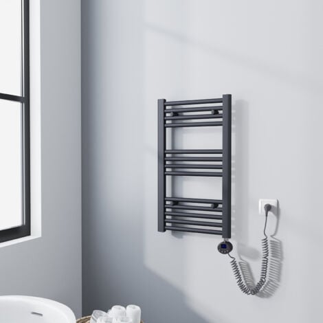 Meykoers Handtuchheizkörper elektrisch mit thermostat, Anthrazit 250W handtuchtrockner 400x700mm Badheizkörper mit Timer