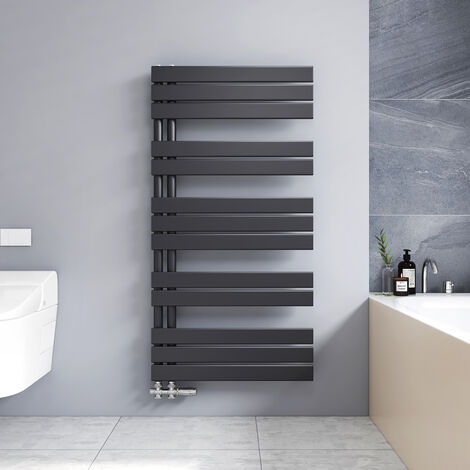 Meykoers Handtuchtrockner Warmwasser-heizkörper 1176x600mm Anthrazit Paneelhandtuchhalter 726W Seitenanschluss Asymmetrische Öffnung