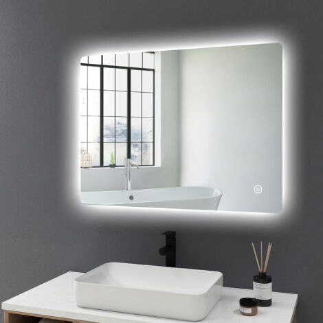 Meykoers Badezimmerspiegel mit Beleuchtung Wandspiegel LED Badspiegel