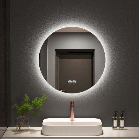 Meykoers LED Badspiegel Rund Wandspiegel Badezimmerspiegel mit Touch-Schalter mit Beleuchtung
