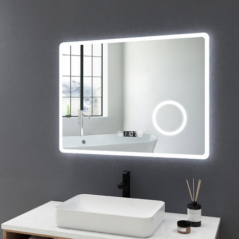 Meykoers Miroir de salle de bain LED avec éclairage Miroir Lumière Cosmétique 3x Loupe Mural