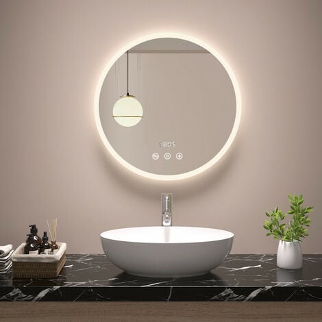 Miroir lumineux rond Diam.75 cm Renzo, Tactile, Anti-buée
