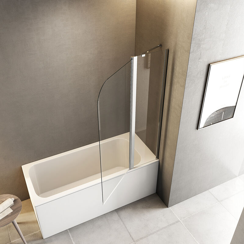 AICA Pare-Baignoire En Verre Anticalcaire 70x130cm - 5mm D'Épaisseur - Pour Salle De Bain Moderne