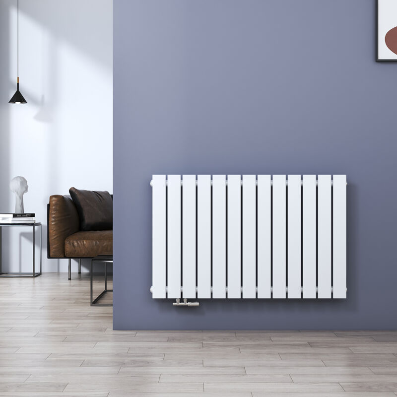 Radiateur à eau chaude en acier 63x100cm Chauffage tube plat couche unique horizontal- 730W Blanc - Meykoers