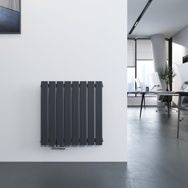 Radiateur eau chaude Horizontal 630x620mm Anthracite Radiateur plat 450W chauffage central monocouche - Meykoers