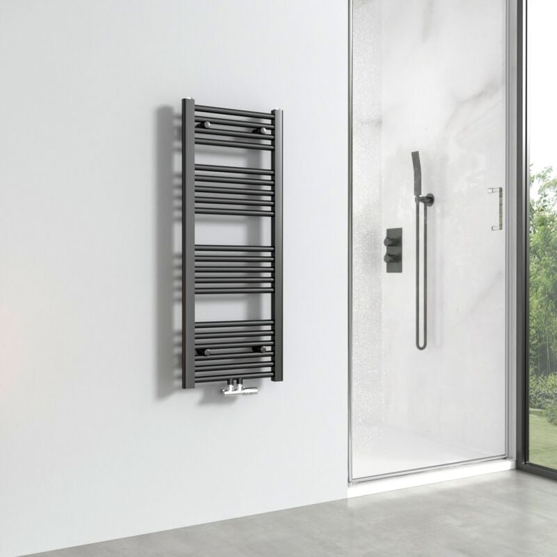 Radiateur sèche-serviettes 100x40cm Anthracite, Vertical sèche-serviette eau chaude 356W - Meykoers