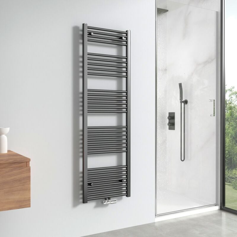 Radiateur sèche-serviettes 160x50cm Anthracite, Vertical sèche-serviette eau chaude 654W - Meykoers