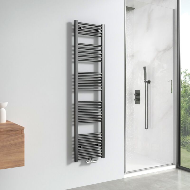 Radiateur sèche-serviettes 160x40cm Anthracite, Vertical sèche-serviette eau chaude 547W - Meykoers