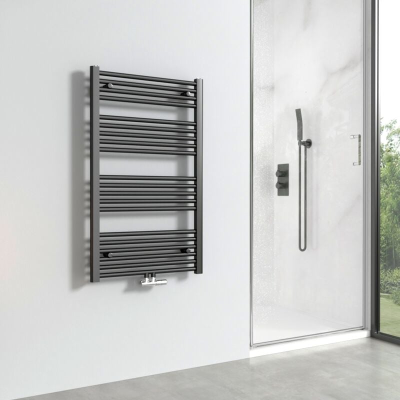Radiateur sèche-serviettes 100x60cm Anthracite, Vertical sèche-serviette eau chaude 498W - Meykoers