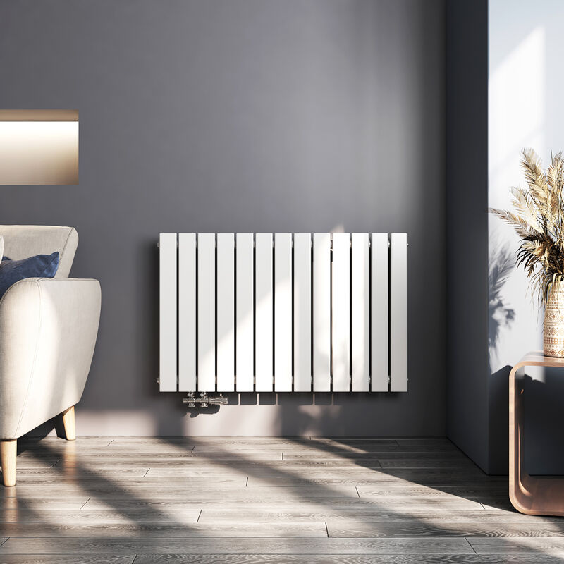 Radiateur à eau chaude Blanc Horizontal panneau Radiateur en acier 63x100cm chauffage central 730W - Meykoers