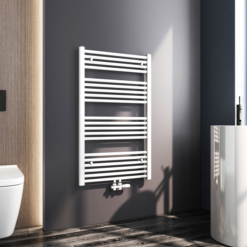 Radiateur Sèche-Serviettes 100x60cm vertical Sèche-Serviettes à eau Chaude Blanc 498 Watts - Meykoers
