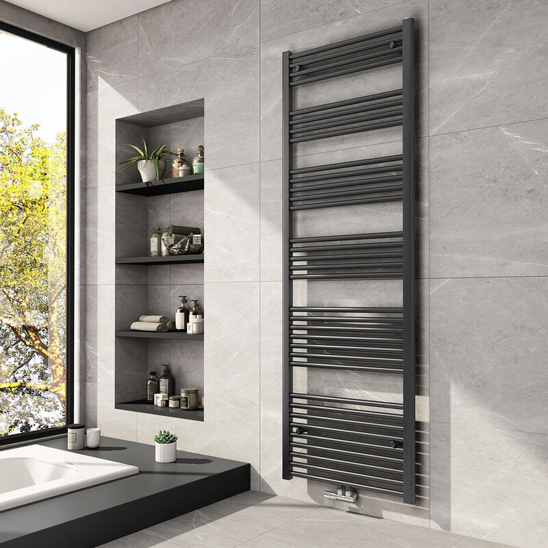 Meykoers Radiateur Sèche-Serviettes 180x60cm Sèche-Serviettes à eau Chaude Anthracite 860 Watts