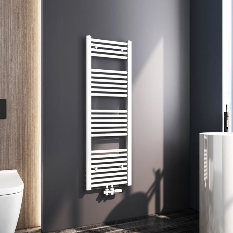 Radiateur Sèche-Serviettes Blanc vertical 120x40cm Sèche-Serviettes à eau Chaude 427 Watts - Meykoers