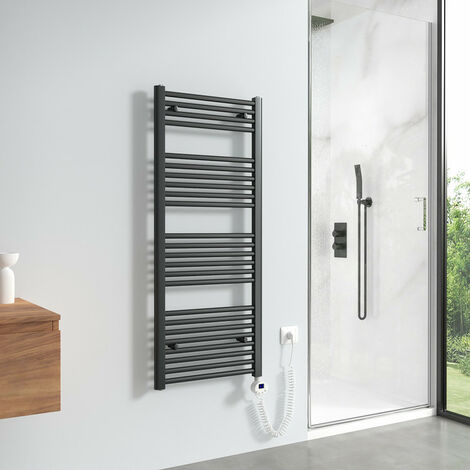 Meykoers Radiateur sèche-serviette électrique avec élément chauffant, intelligente Blanc sèche-serviettes