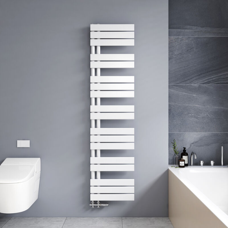 Meykoers - Sèche serviette 1662 x 400mm Radiateur Sèche-serviette eau Chaude Asymétrique Lames plates ouverture latérale Design Blanc 697W