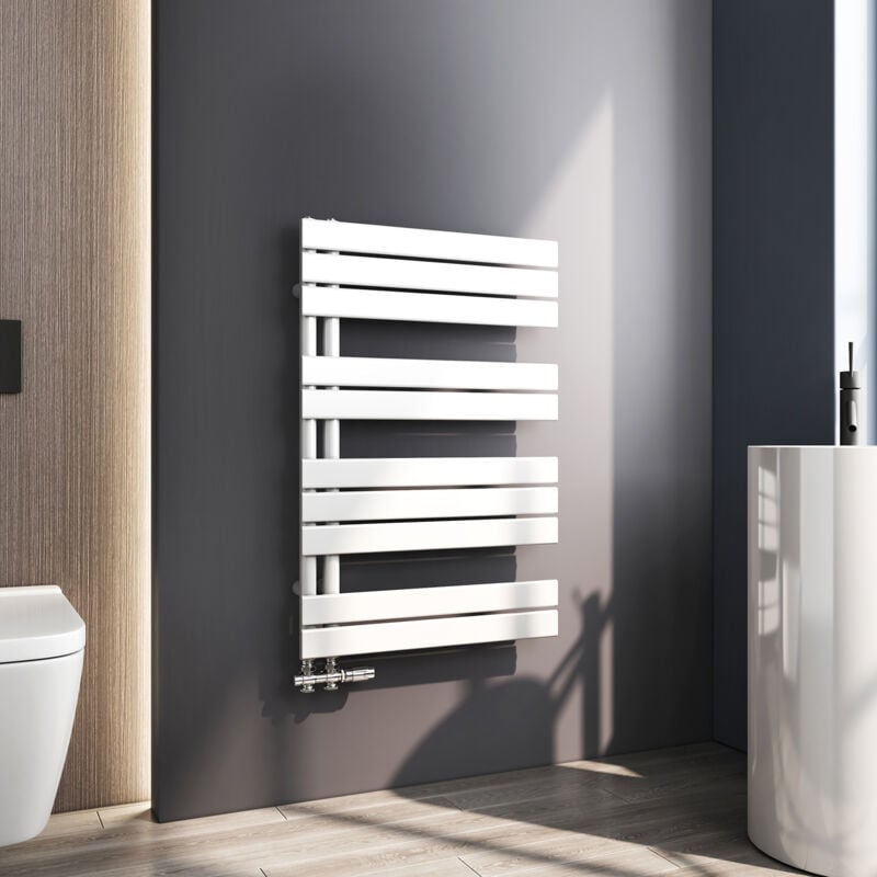 Meykoers - Sèche serviette 899 x 600mm Radiateur Sèche-serviette eau Chaude Asymétrique Lames plates ouverture latérale Design Blanc 532W