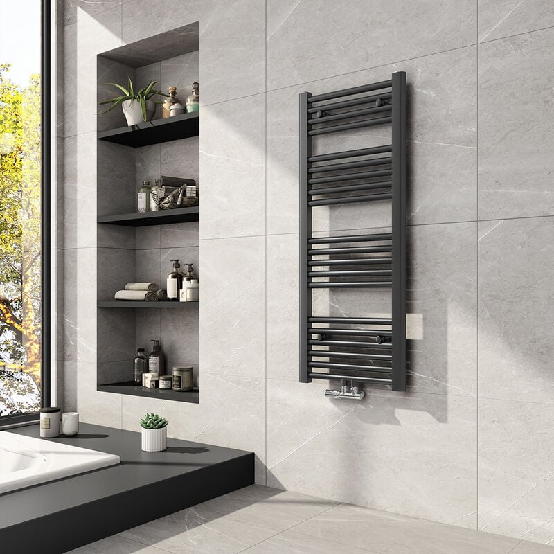 Sèche-serviette eau chaude 100x40cm Anthracite Radiateur eau chaude 356 Watts - Meykoers