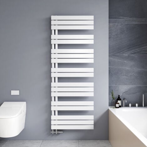 Meykoers Sèche serviette 1662 x 600mm Radiateur Sèche-serviette eau Chaude Asymétrique Lames plates ouverture latérale Design Blanc 977W