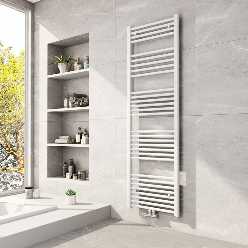 Meykoers - Sèche-serviette à eau chaude 1600x500mm Blanc vertical Radiateur eau chaude, 654W Sèche-serviette chauffage central