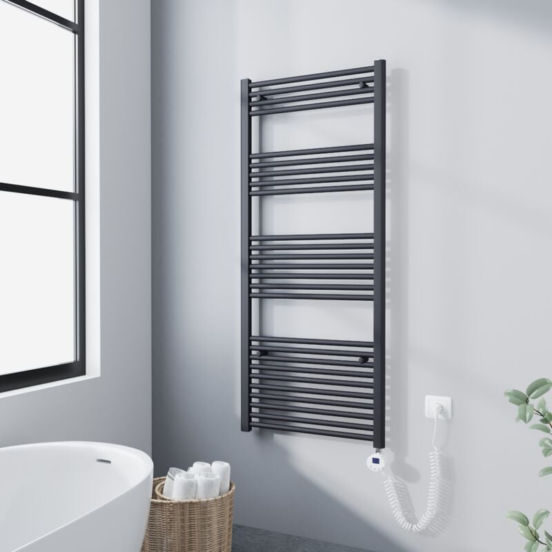 Sèche-serviette électrique 140x60cm Anthracite Radiateur Sèche-Serviettes électrique 661W - Meykoers
