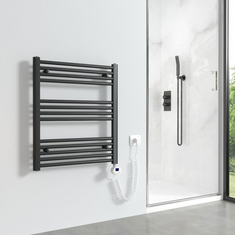 Meykoers Sèche-serviette électrique, 70x50cm Radiateur électrique Sèche-Serviettes Anthracite 330W