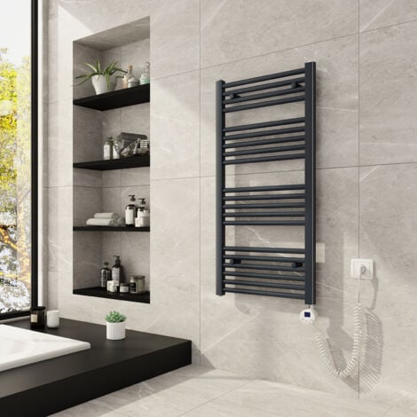 Meykoers Sèche-serviette électrique Anthracite avec LCD chauffé élément, électrique Sèche-serviette 100x50cm