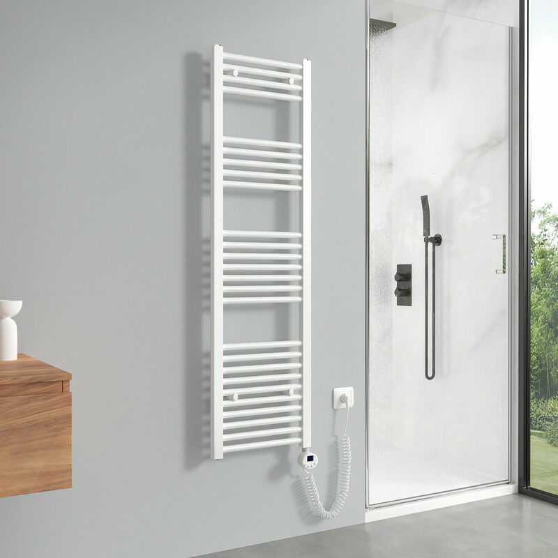 Meykoers - sèche-serviettes électrique avec élément chauffant thermostat 476W, blanc radiateur électrique sèche-serviettes 140x40cm