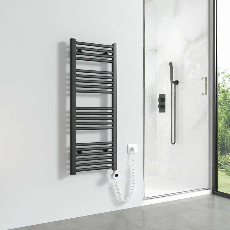 Meykoers - sèche-serviettes électrique avec élément chauffant thermostat 300W, Anthracite radiateur électrique sèche-serviettes 100x40cm