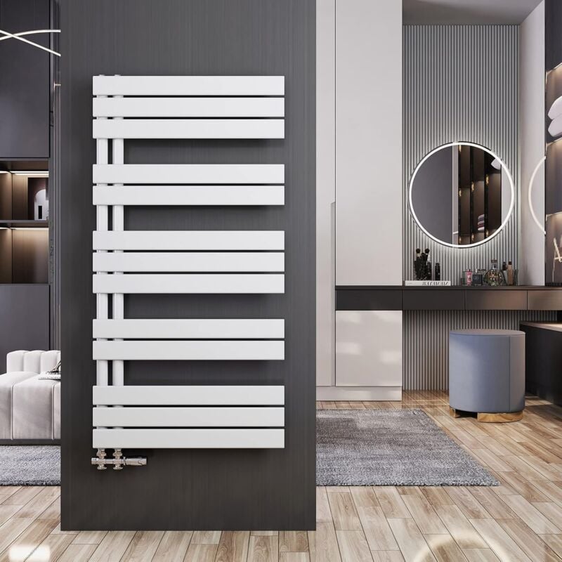 Meykoers - Sèche-serviette eau chaude Radiateur 1176x600mm Blanc Asymétrique plates sèche-serviettes - Ouverture latérale, 691 Watts