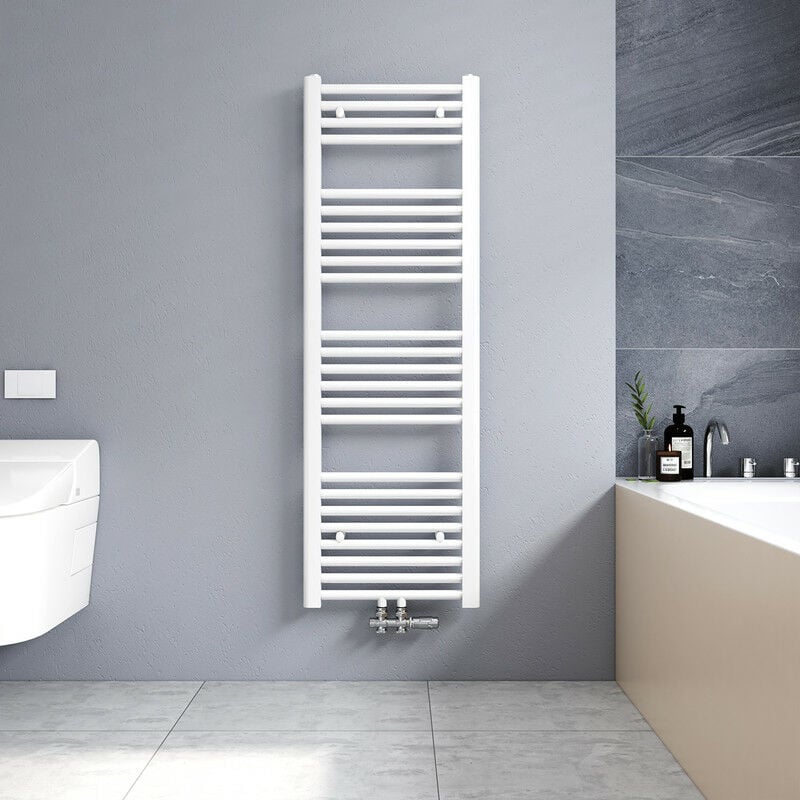 120x40cm Sèche serviettes radiateur eau chaude vertical chauffage 427W, tubes ronds - Blanc - Meykoers