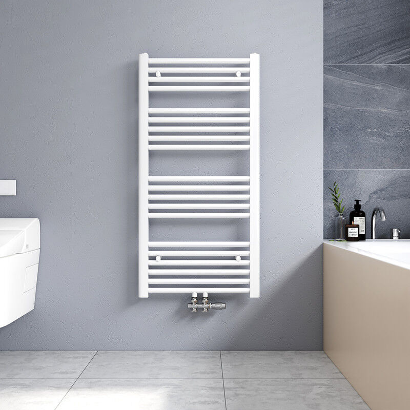 Meykoers - 100x50cm Sèche serviettes radiateur eau chaude vertical chauffage 427W, tubes ronds - Blanc