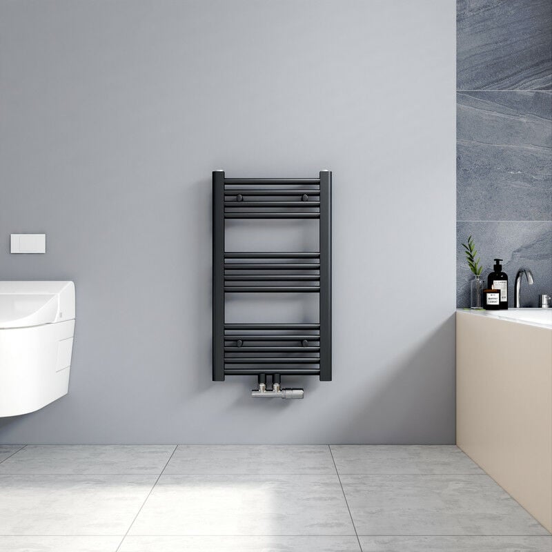 70x40cm Sèche serviettes radiateur eau chaude vertical chauffage 238W, tubes ronds - Anthracite - Meykoers
