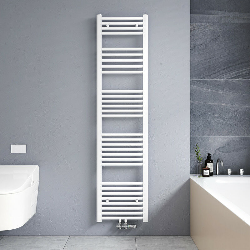 160x40cm Sèche serviettes radiateur eau chaude vertical chauffage 547W, tubes ronds - Blanc - Meykoers