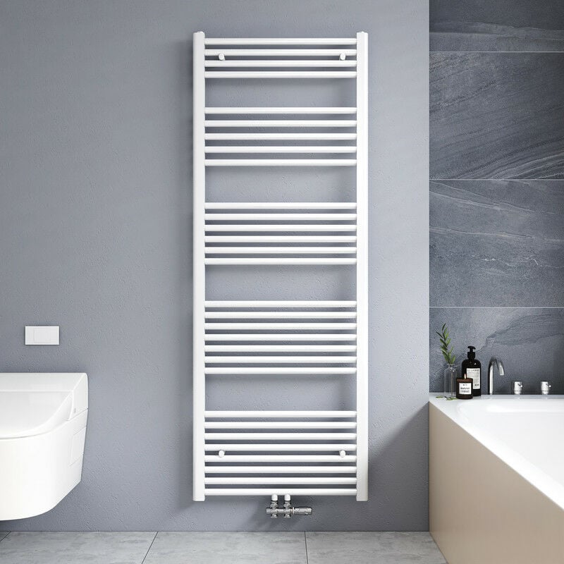 160x60cm Sèche serviettes radiateur eau chaude vertical chauffage 761W, tubes ronds - Blanc - Meykoers