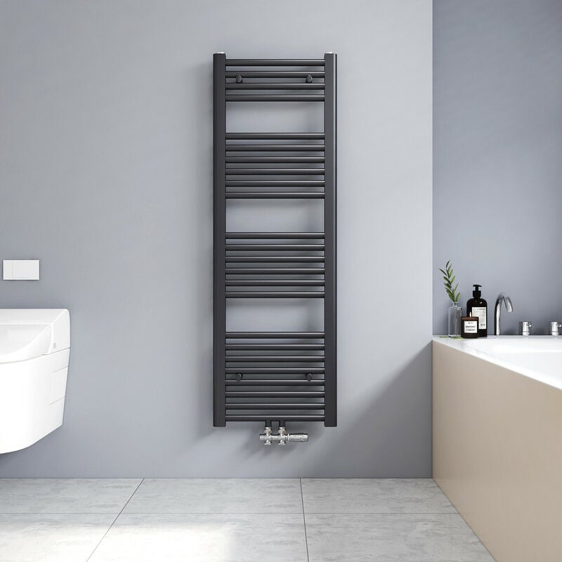 120x40cm Sèche serviettes radiateur eau chaude vertical chauffage 427W, tubes ronds - Anthracite - Meykoers