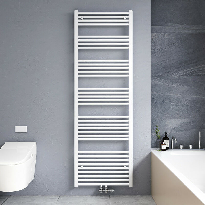 180x60cm Sèche serviettes radiateur eau chaude vertical chauffage 860W, tubes ronds - Blanc - Meykoers