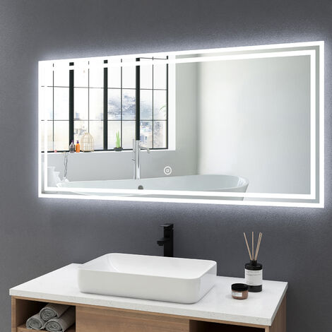 Meykoers Specchi illuminazione per bagno Specchio da Parete Rettangolo Risparmio Energetico IP44